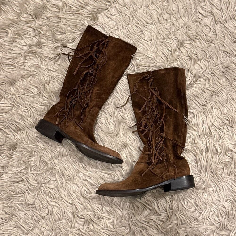 Coach Arianna suede leather fringe boots size 7 - Picture 6 of 6